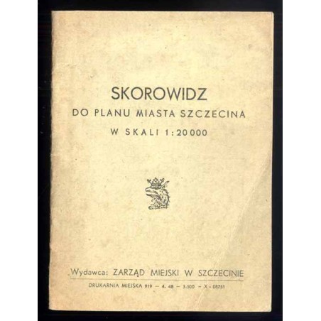 Skorowidz do planu miasta Szczecina w skali 1:20 000 / 1948