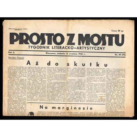 Prosto z Mostu. Tygodnik literacko-artystyczny. R.2 (1936). Nr 40 (94) (13 września 1936)