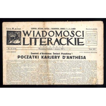 Wiadomości Literackie. Tygodnik. R.14 (1937). Nr 32 (718) (1 sierpnia 1937)