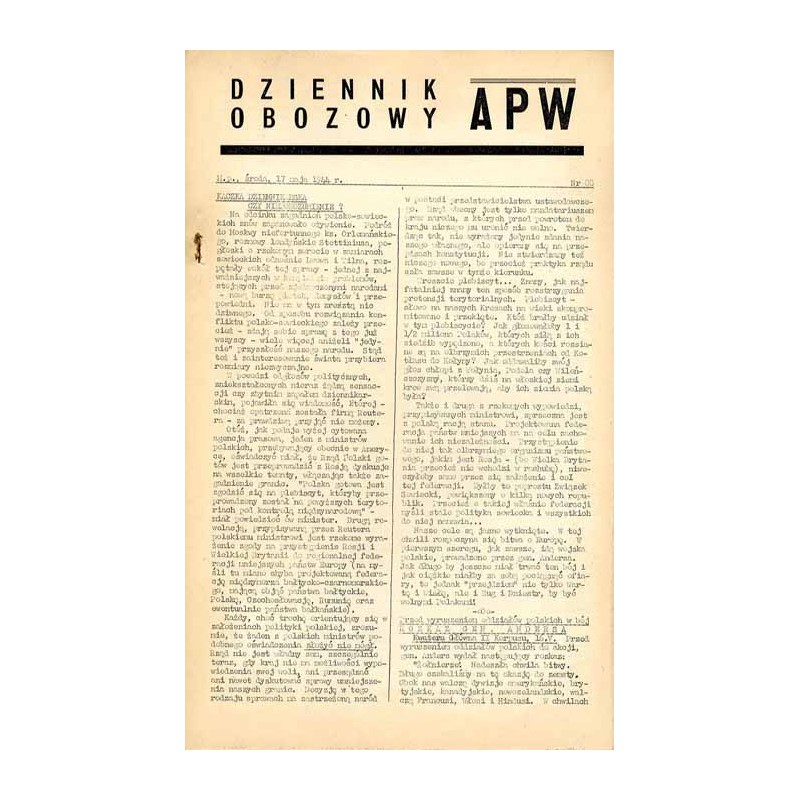 Dziennik Obozowy APW. 1944. Nr 88 (17 maja 1944) + Dodatek Tygodniowy Nr 8
