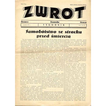 Zwrot. Prawo, prawda, praca. Tygodnik. R.1 (1937). Nr 18 (5 grudnia 1937)