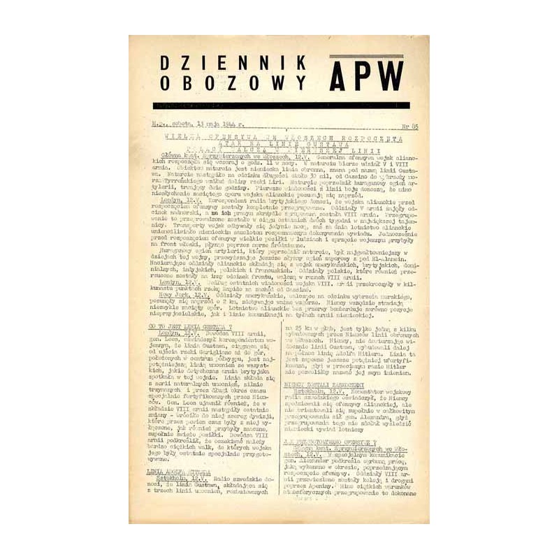 Dziennik Obozowy APW. 1944. Nr 85 (13 maja 1944)