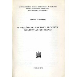 O wyjaśnianiu faktów i procesów kultury artystycznej