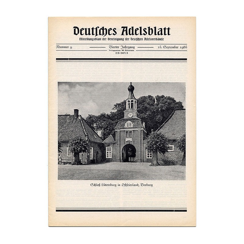 Deutsches Adelsblatt. 4. Jahrgang (1965). Nr 9 (15 IX 1965) [Schloß Lütetsburg in Ostfrisland, Vorburg]