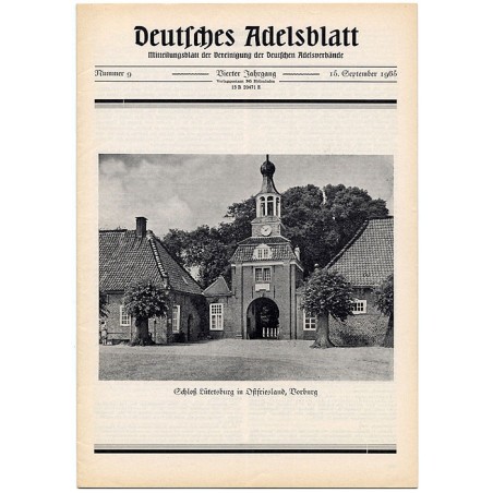 Deutsches Adelsblatt. 4. Jahrgang (1965). Nr 9 (15 IX 1965) [Schloß Lütetsburg in Ostfrisland, Vorburg]