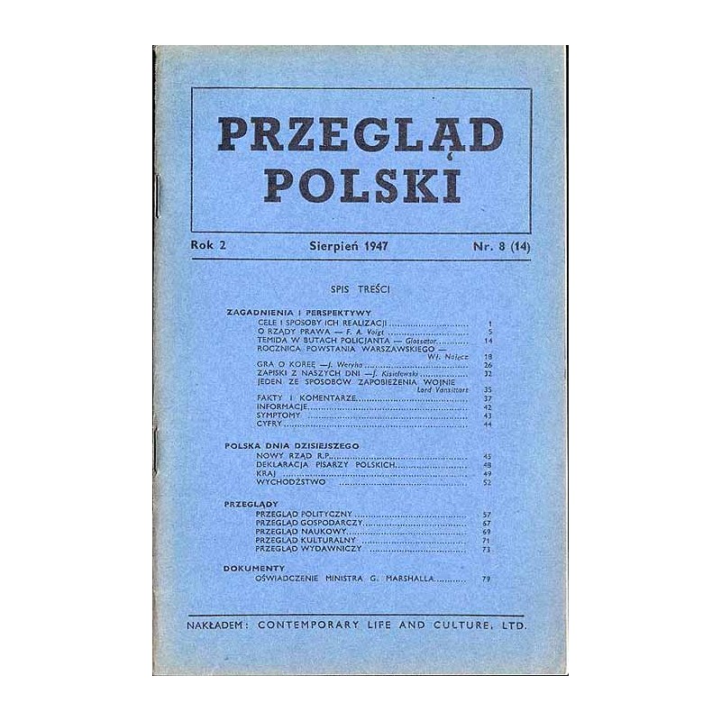 Przegląd Polski. R.2 (1947). Nr 8 (14) (Sierpień 1947)