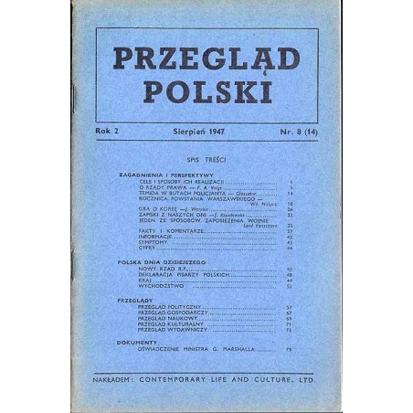 Przegląd Polski. R.2 (1947). Nr 8 (14) (Sierpień 1947)