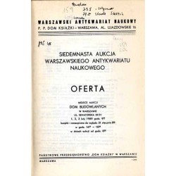 [Warszawski Antykwariat Naukowy] 17 Aukcja Warszawskiego Antykwariatu Naukowego. Oferta [1-3.02.1989]