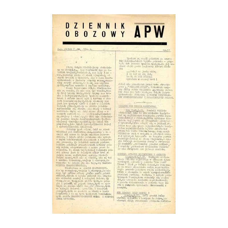 Dziennik Obozowy APW. 1944. Nr 57 (7 kwietnia 1944)