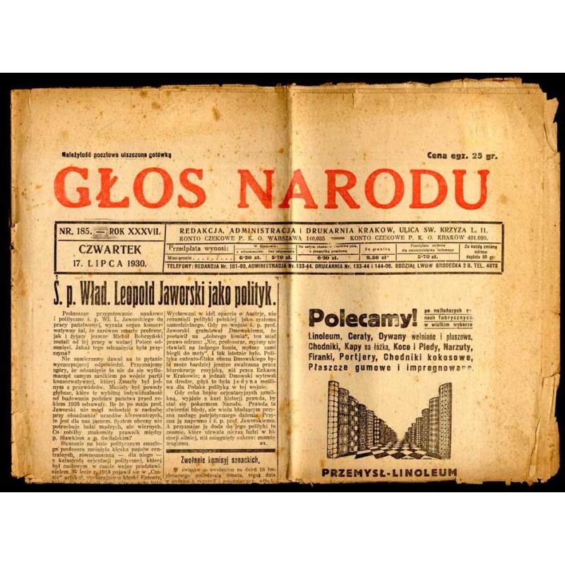Głos Narodu. Dziennik Polityczny. R.37 (1930). Nr 185