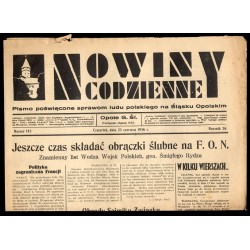 Nowiny Codzienne. Pismo poświęcone sprawom ludu polskiego na Śląsku Opolskim. R.26 (1936). Nr 143 (25 czerwca 1936)