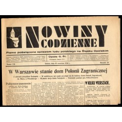 Nowiny Codzienne. Pismo poświęcone sprawom ludu polskiego na Śląsku Opolskim. R.26 (1936). Nr 216 (19 września 1936)