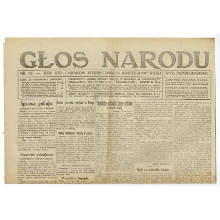 Głos Narodu. R.25 (1917). Nr 97 (24 kwietnia 1917). Wydanie popołudniowe