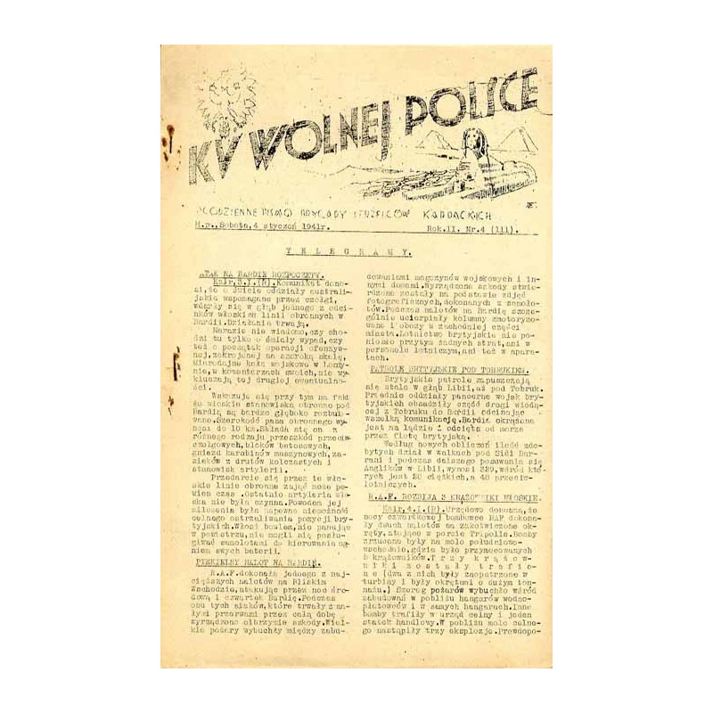 Ku Wolnej Polsce. Codzienne pismo Brygady Strzelców Karpackich. R.2 (1941). Nr 4 (111) (4 styczeń 1941)