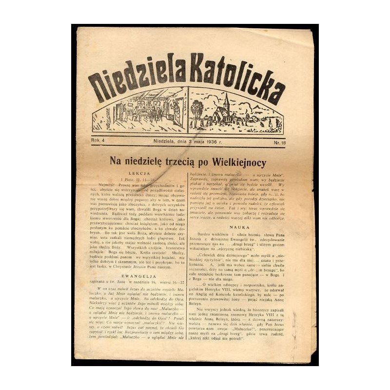 Niedziela Katolicka. R.4 (3 V 1936) nr 18