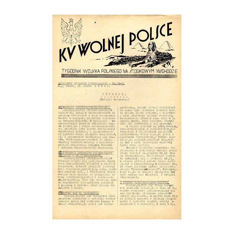Ku Wolnej Polsce. Tygodnik Wojska Polskiego na Środkowym Wschodzie. Codzienny biuletyn informacyjny. 1942. Nr 33-B (11 marca 194
