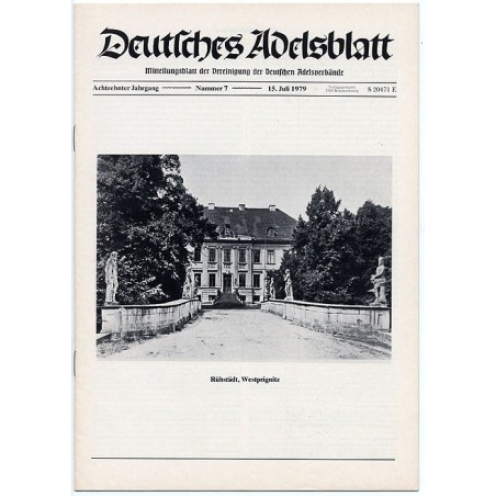 Deutsches Adelsblatt. 18. Jahrgang (1979). Nr 7 (15 VII 1979) [Rühstädt, Westprignitz]