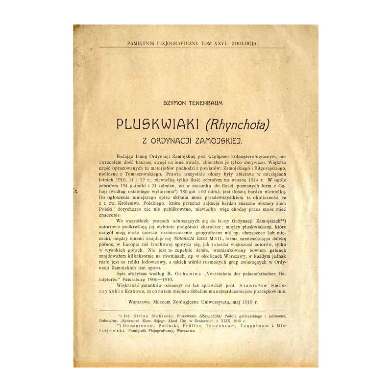 Pluskwiaki (Rhynchota) z Ordynacji Zamojskiej