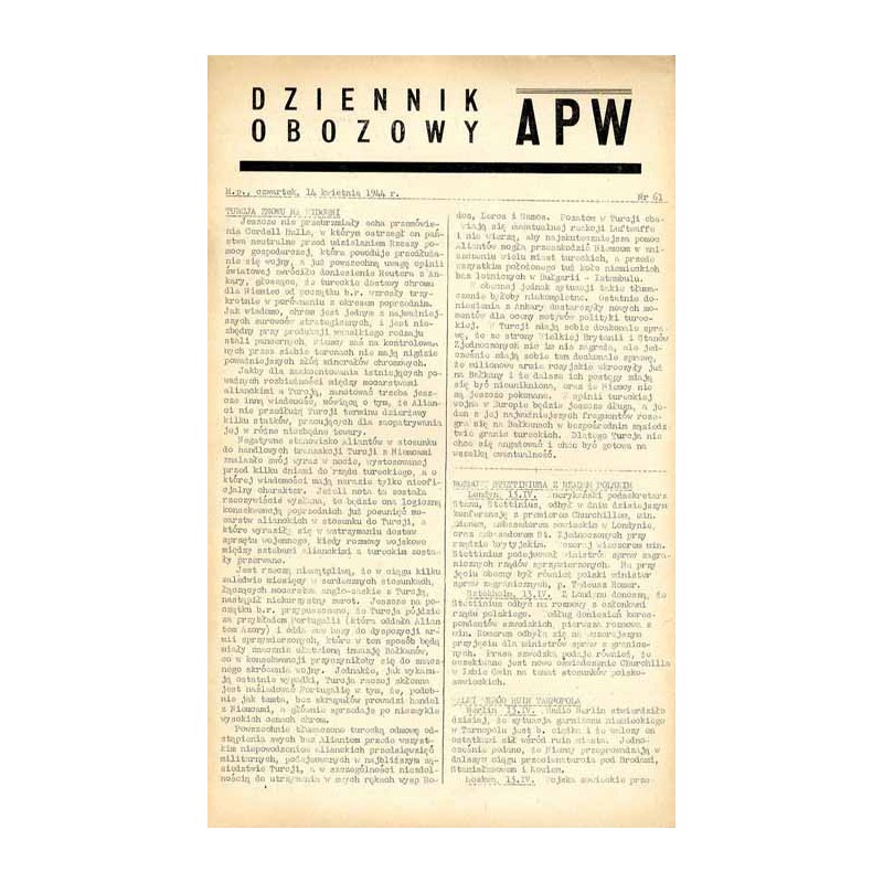 Dziennik Obozowy APW. 1944. Nr 61 (14 kwietnia 1944)