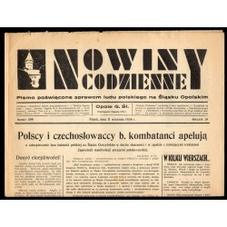 Nowiny Codzienne. Pismo poświęcone sprawom ludu polskiego na Śląsku Opolskim. R.26 (1936). Nr 209 (11 września 1936)