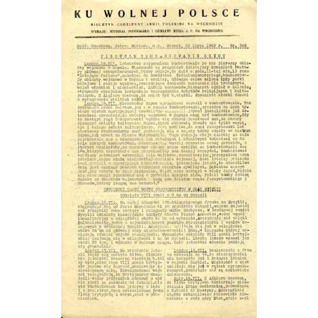 Ku Wolnej Polsce. Biuletyn codzienny Armii Polskiej na Wschodzie. (1943). Nr 308 (20 lipca 1943)
