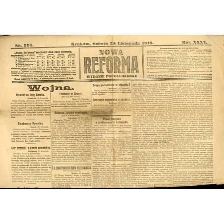 Nowa Reforma. R.35 (1916). Nr 596 (25 listopada 1916). Wydanie popołudniowe