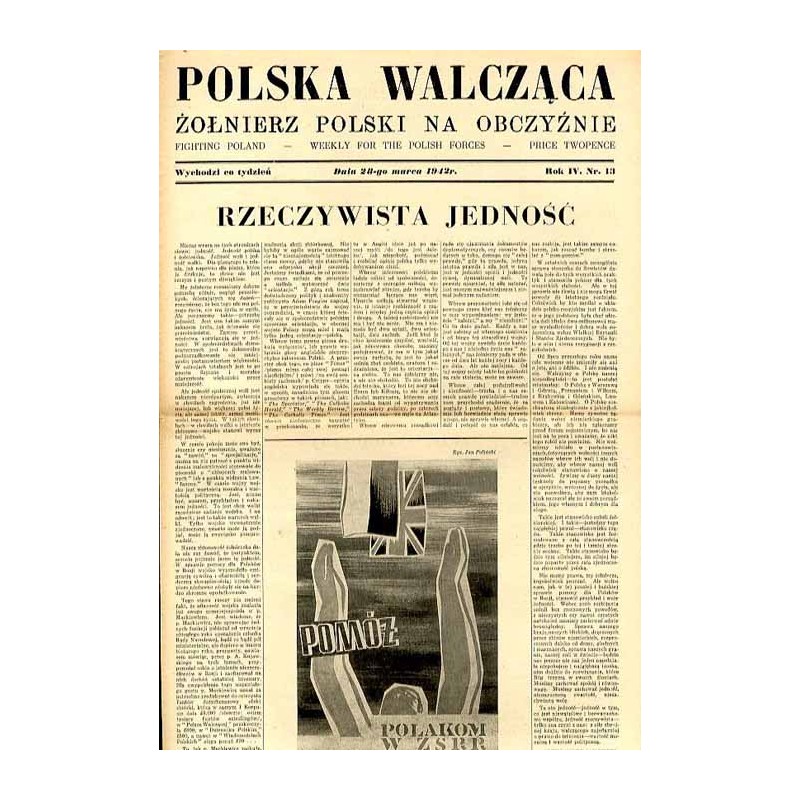 Polska Walcząca - Żołnierz polski na obczyźnie. Fighting Poland. Weekly for the Polish Forces. R.4 (1942). Nr 13 (28 marca 1942)