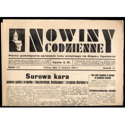 Nowiny Codzienne. Pismo poświęcone sprawom ludu polskiego na Śląsku Opolskim. R.24 (1934). Nr 186 (18 sierpnia 1934)