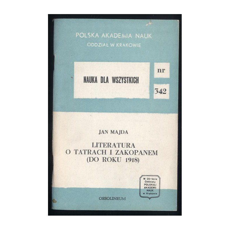 Literatura o Tatrach i Zakopanem (do roku 1918)