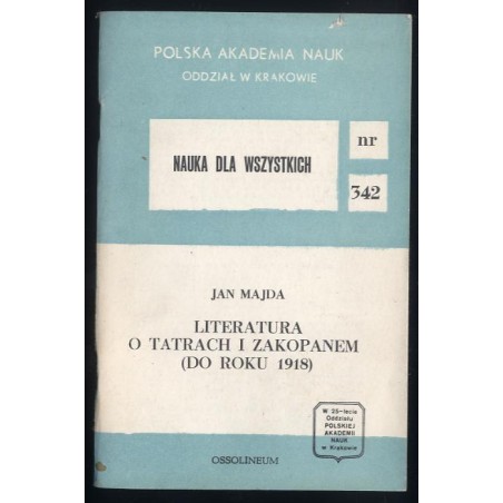 Literatura o Tatrach i Zakopanem (do roku 1918)