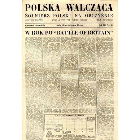 Polska Walcząca - Żołnierz polski na obczyźnie. Fighting Poland. Weekly for the Polish Forces. R.3 (1941). Nr 46 (15 listopada 1