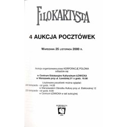 Filokartysta. 4 Aukcja Pocztówek. Warszawa 25 listopada 2000 r