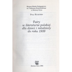 Tatry w literaturze polskiej dla dzieci i młodzieży do roku 1939