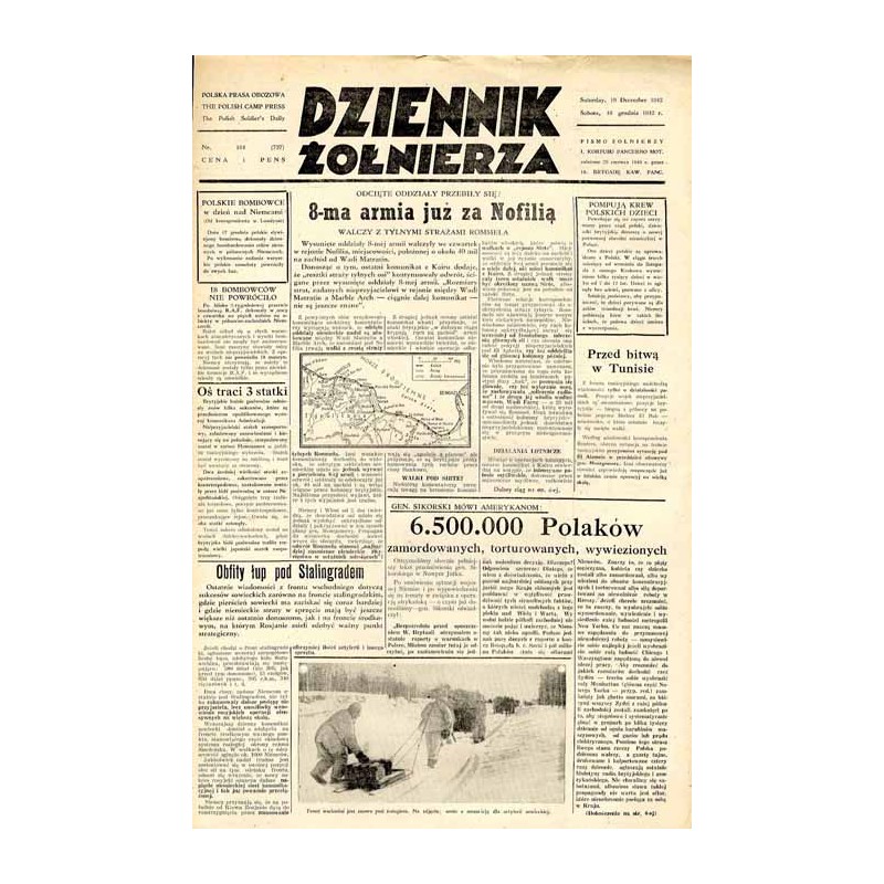 Dziennik Żołnierza. [...] Pismo żołnierzy I. Korpusu Panc.-Motorowego. R.3 (1942). Nr 194 (727) (19 grudnia 1942)