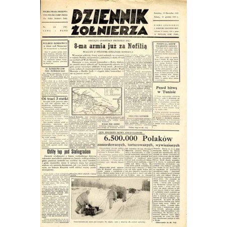 Dziennik Żołnierza. [...] Pismo żołnierzy I. Korpusu Panc.-Motorowego. R.3 (1942). Nr 194 (727) (19 grudnia 1942)