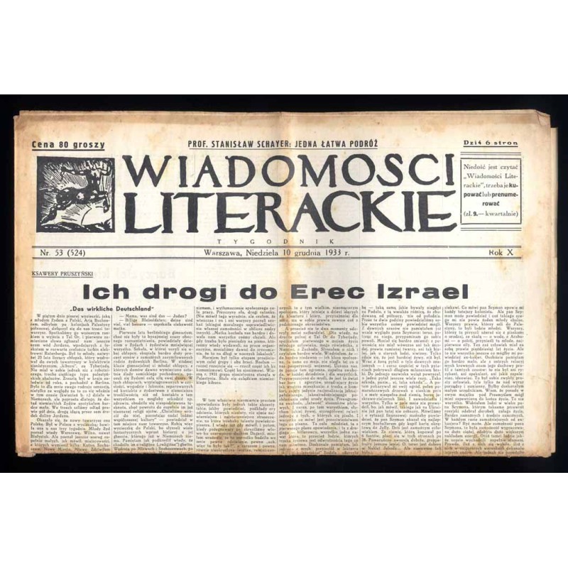 Wiadomości Literackie. Tygodnik. R.10 (1933). Nr 53 (524) (10 grudnia 1933)