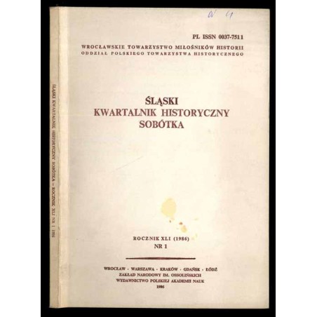 Śląski Kwartalnik Historyczny. Sobótka. R.41 (1986). Nr 1