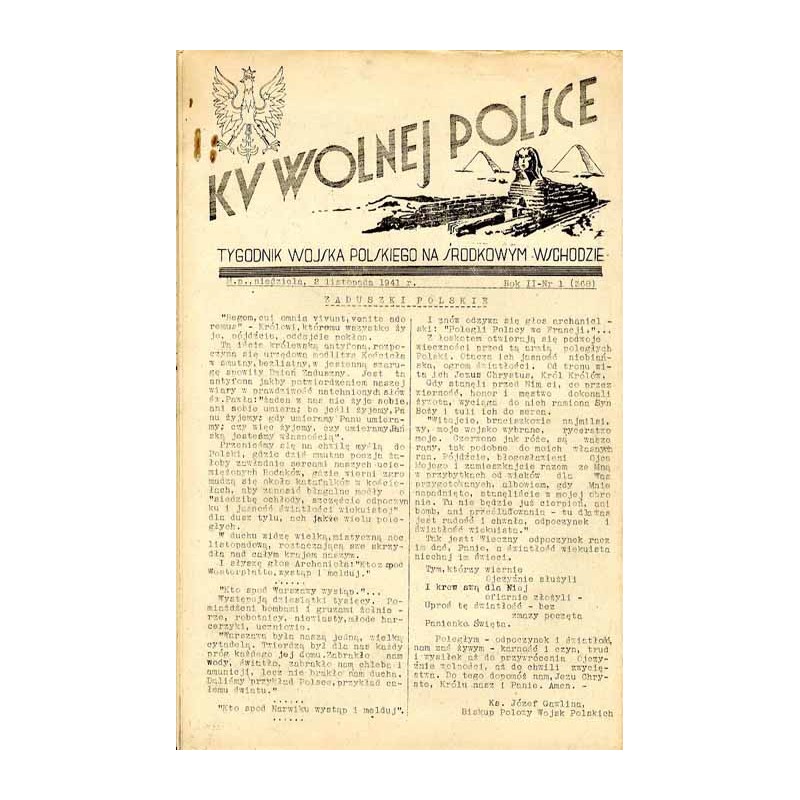 Ku Wolnej Polsce. Tygodnik Wojska Polskiego na Środkowym Wschodzie. R.2 (1941). Nr 1 (368) (2 listopada 1941)