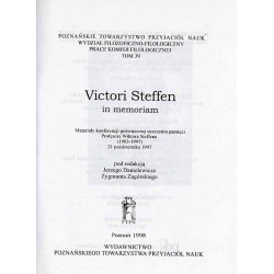 Victori Steffen in memoriam. Materiały konferencji poświęconej uczczeniu pamięci profesora Wiktora Steffena (1903-1997), 21 paźd