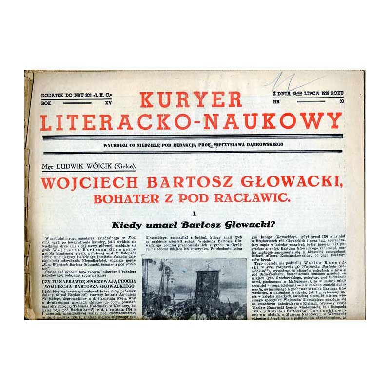 Kuryer Literacko-Naukowy. R.15 (1938). Nr 30 (25 lipca 1938)