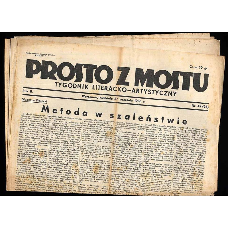 Prosto z Mostu. Tygodnik literacko-artystyczny. R.2 (1936). Nr 42 (96) (27 września 1936)