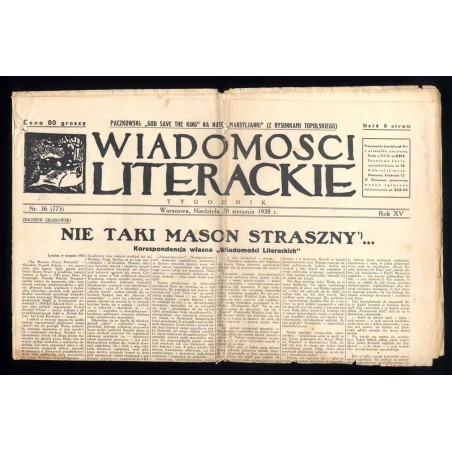 Wiadomości Literackie. Tygodnik. R.15 (1938). Nr 36 (775) (28 sierpnia 1938)