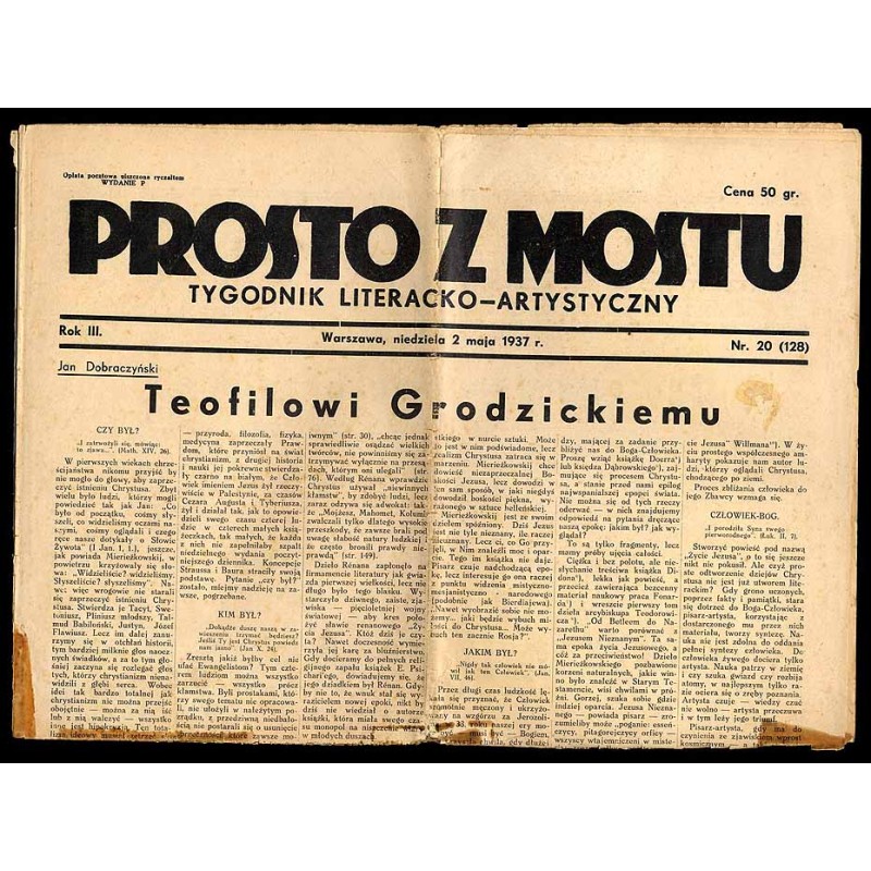 Prosto z Mostu. Tygodnik literacko-artystyczny. R.3 (1937). Nr 20 (128) (2 maja 1937)