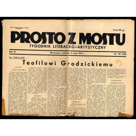 Prosto z Mostu. Tygodnik literacko-artystyczny. R.3 (1937). Nr 20 (128) (2 maja 1937)