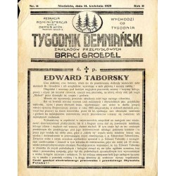 Tygodnik Demniański Zakładów Przemysłowych Braci Groedel. R. 2 (1929). Nr 11 (15 sierpnia 1929) / nekrologi Edward Taborsky