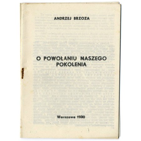 O powołaniu naszego pokolenia