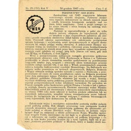 WRN [Wolność Równość Niepodległość]. R. 5 (1943). Nr 25 (131) (30 grudnia 1943)