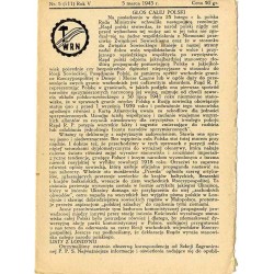 WRN [Wolność Równość Niepodległość]. R. 5 (1943). Nr 5 (111) (5 marca 1943)