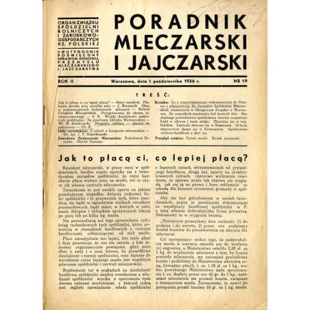 Poradnik Mleczarski i Jajczarski. Organ Związku Spółdzielni Rolniczych i Zarobkowo-Gospodarczych Rz. Polskiej. Dwutygodnik poświ