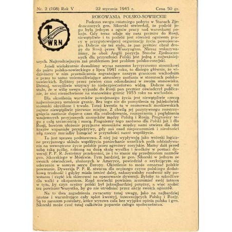 WRN [Wolność Równość Niepodległość]. R. 5 (1943). Nr 2 (108) (22 stycznia 1943)